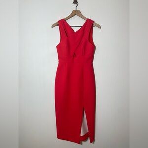 NICHOLAS The Label  Women Size 4 Bonded Crepe Double Cross Dress Red Poppy